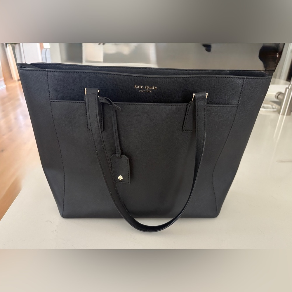 Kate Spade Black Leather Tote with Dual Handles
